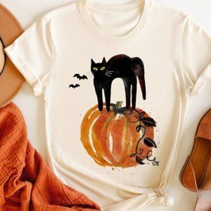 Cat On Pumpkin Pumpkin Shirt Cat Shirt Thanksgiving Tee